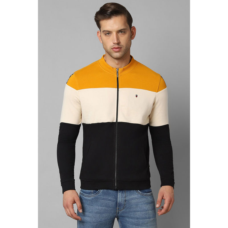 Louis Philippe Men Casual Black Colorblock Sweatshirt (M)