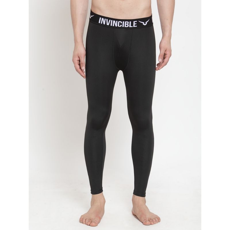 INVINCIBLE Black Mens Pro Compression Performance Tights (M)
