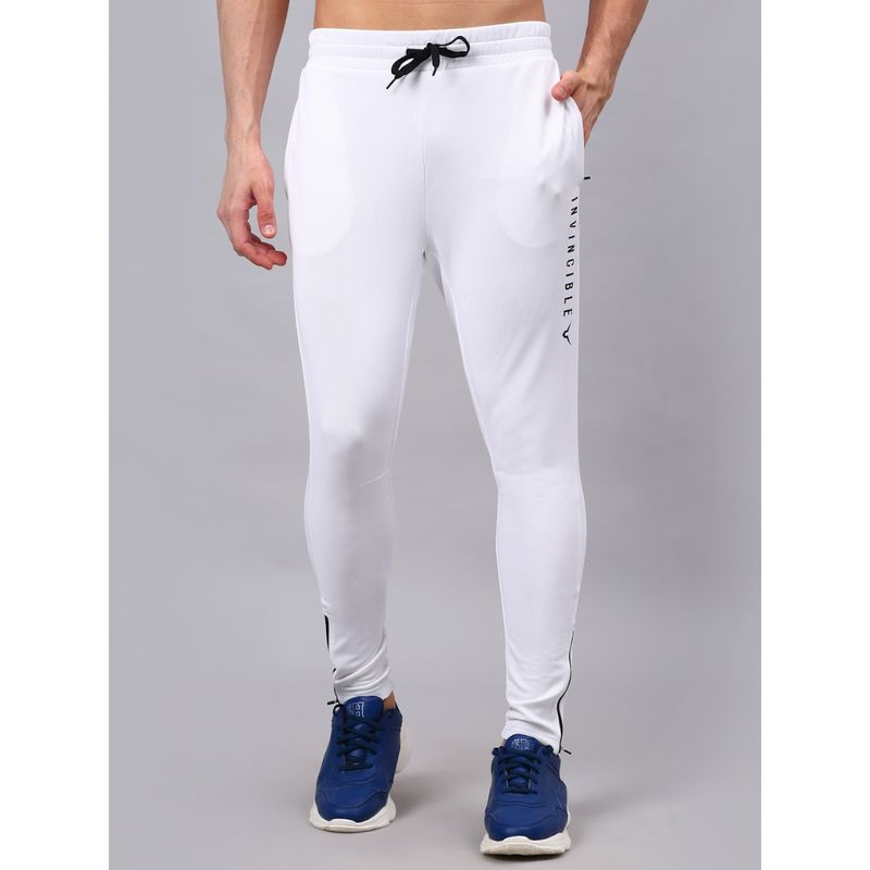 INVINCIBLE White Mens Bold Trackpants (L)