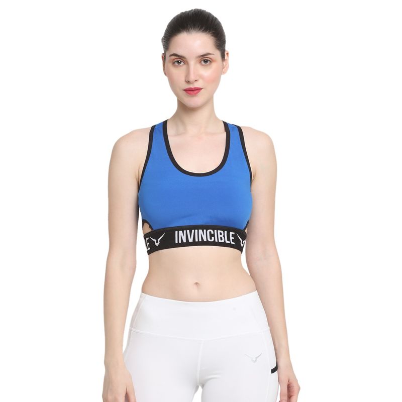 INVINCIBLE Royal Blue Womens Functional Pocket Sports Bra (XS)