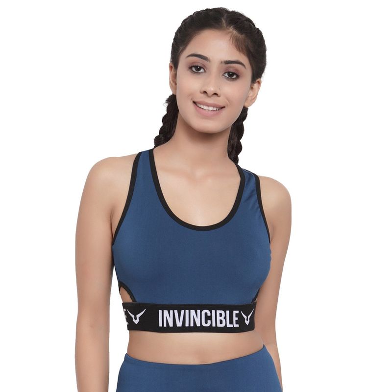 INVINCIBLE Teal Womens Functional Pocket Sports Bra (XS)