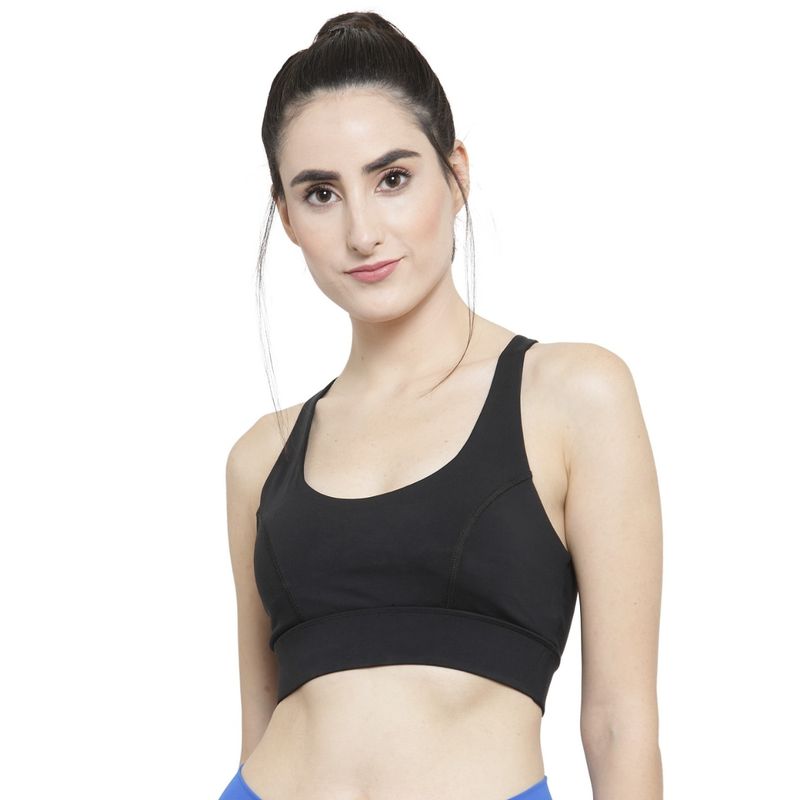 INVINCIBLE Black Womens Cross Strap Sports Bra (XS)