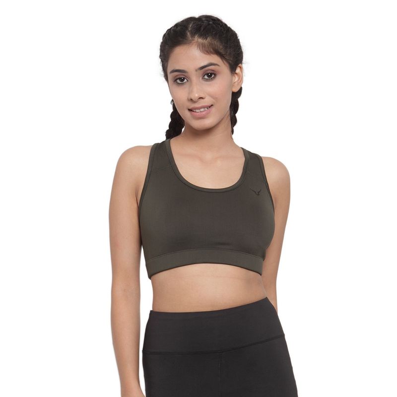 INVINCIBLE Olive Womens Performance Sports Bra (XS)