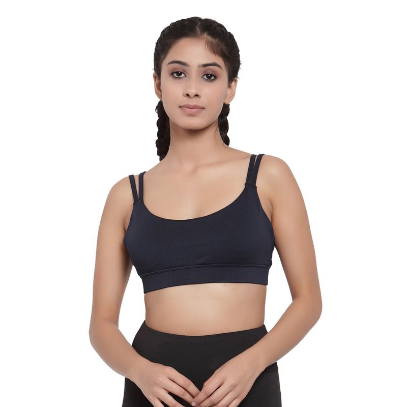 INVINCIBLE Navy Womens Double Strap Dare Sports Bra (XS)