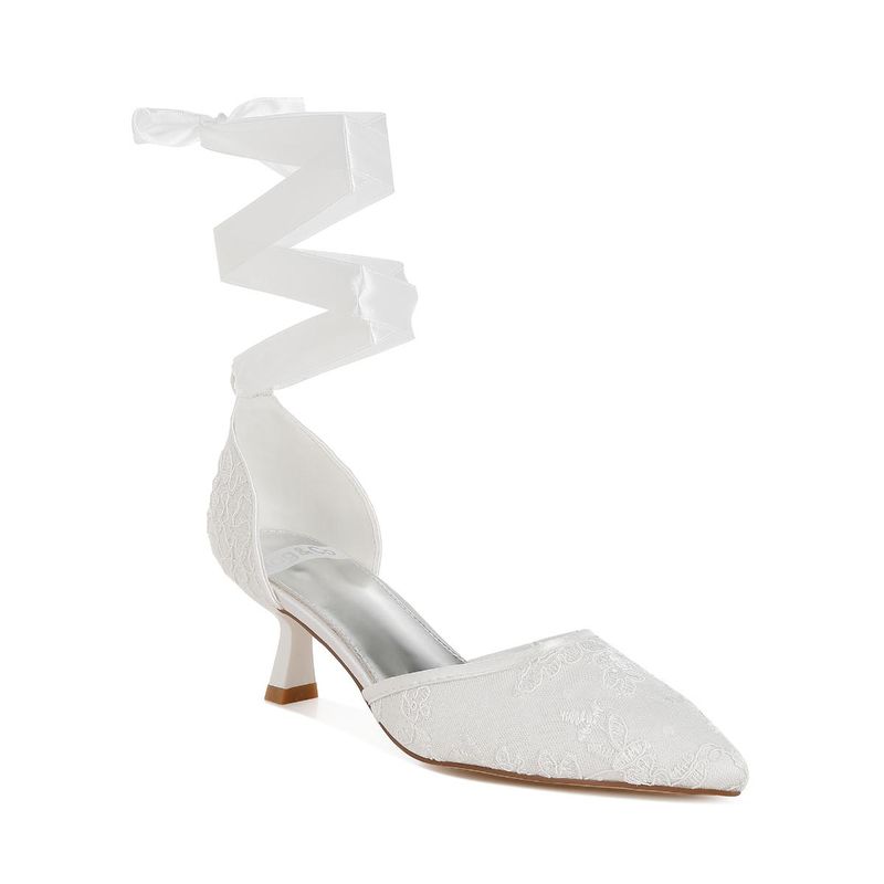 Rag & Co Womens White Lace Kitten Gladiator Heels (UK 6)