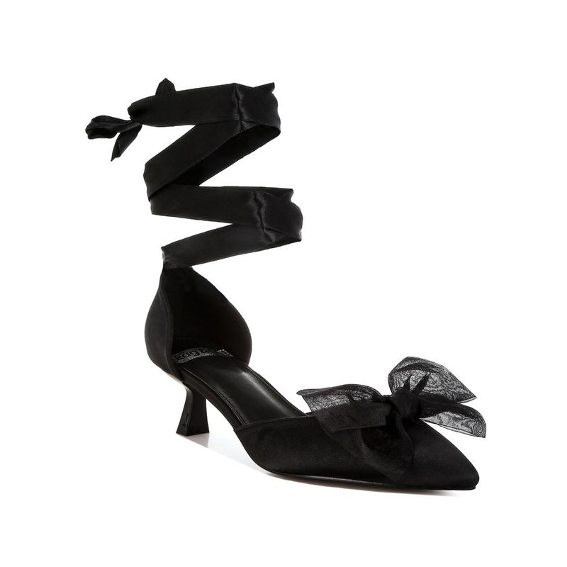 Rag & Co Womens Black Bow Detail Satin Gladiator Heels (UK 5)