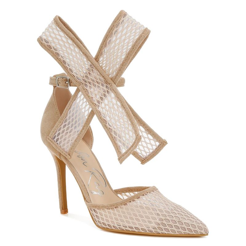 London Rag Womens Beige Big Bow Detail Stiletto Heels (UK 5)