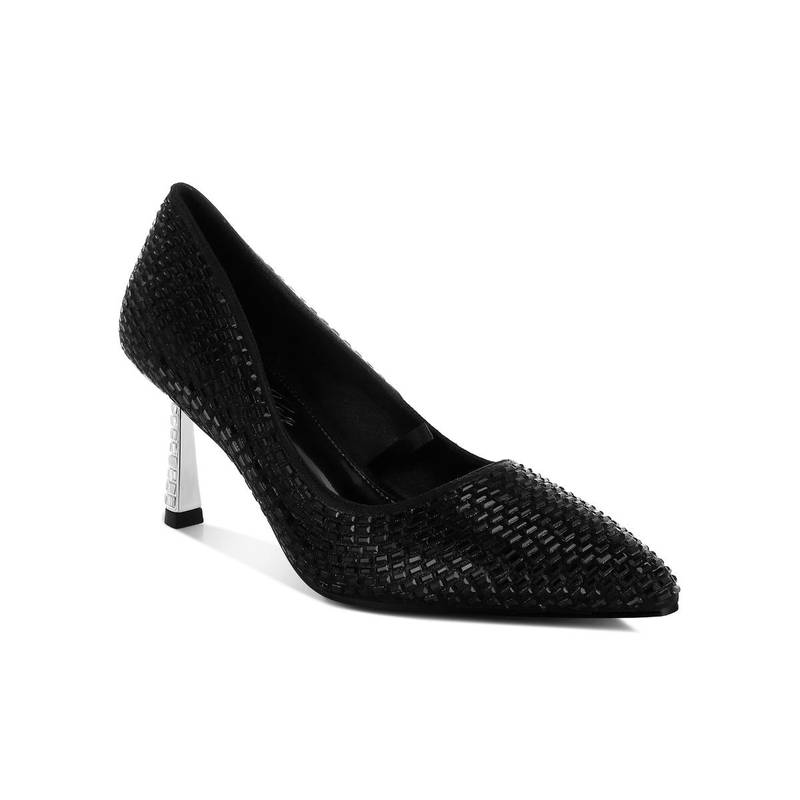 London Rag Womens Black Rhinestones Embellished Pump Heels (UK 5)