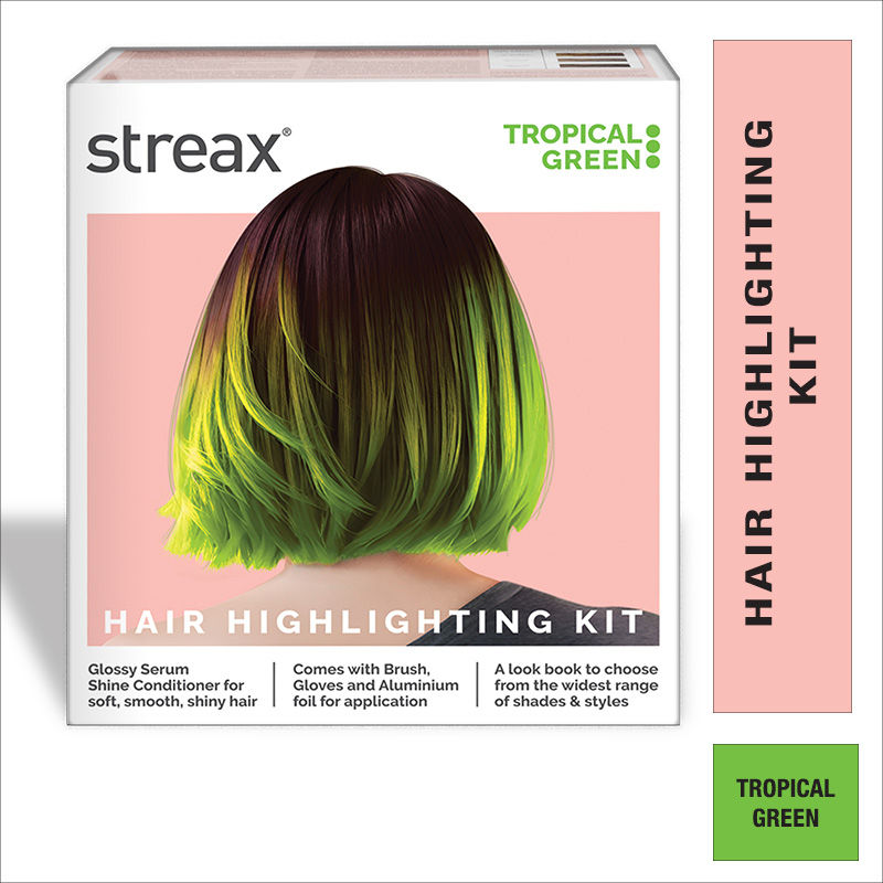 Streax Hair Colour Highlighting Kit - DIY Application, Enriched With Walnut & Argan Oil, Tropical Green