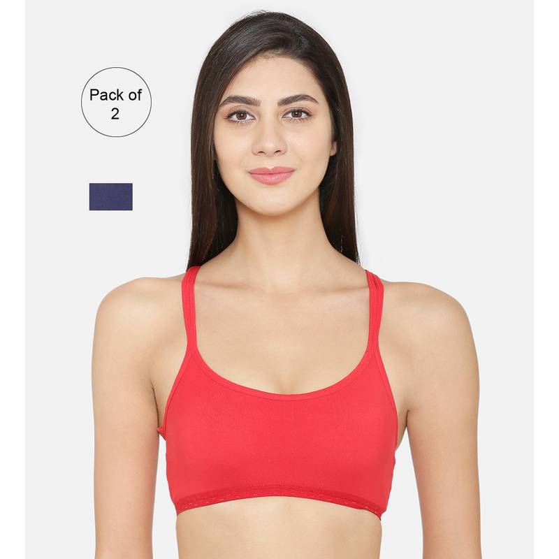 Abelino Pack of 2 Stylist Back Cotton Bras - Red (30B)