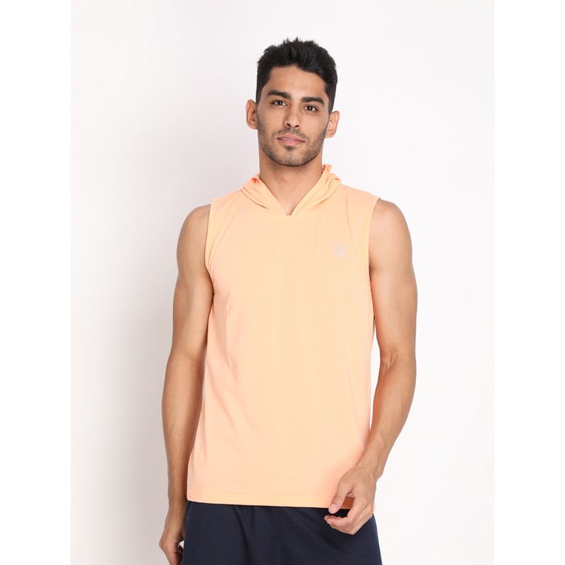 Chkokko Men Cotton Tank Tops Sleeveless Orange Vest (S)