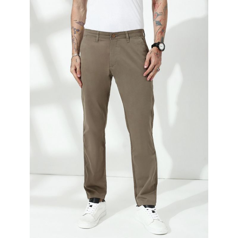 necked Khaki Comfort Slim Fit Chinos (30)