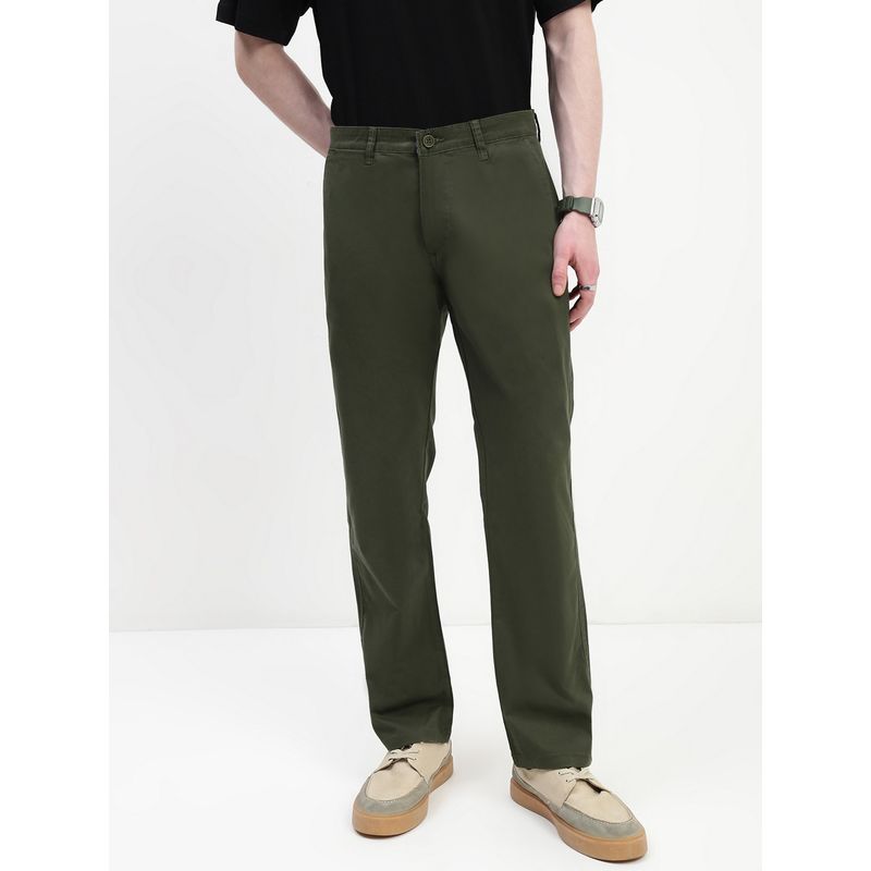 necked Olive Comfort Slim Fit Chinos (30)