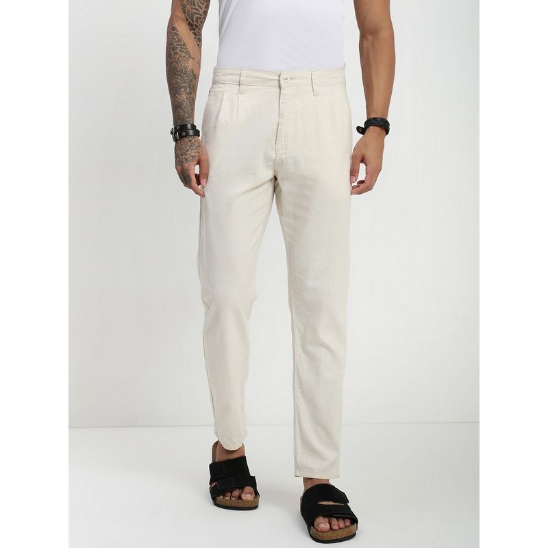 necked Cream Relaxed Linen Cotton Pant (34)