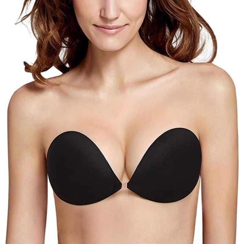 BRACHY Black Solid Silicon Non-Wired Lightly Padded Bandeau Bra (34B)