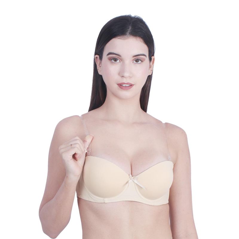 BRACHY Women Nude Padded Balconette Backless Bra (32B)