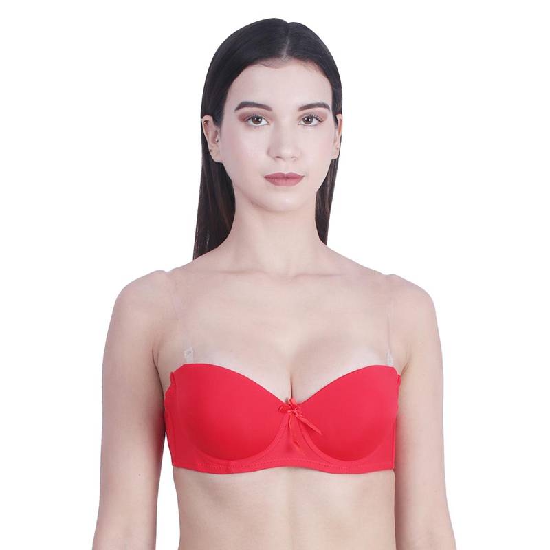 BRACHY Women Red Padded Balconette Backless Bra (30A)