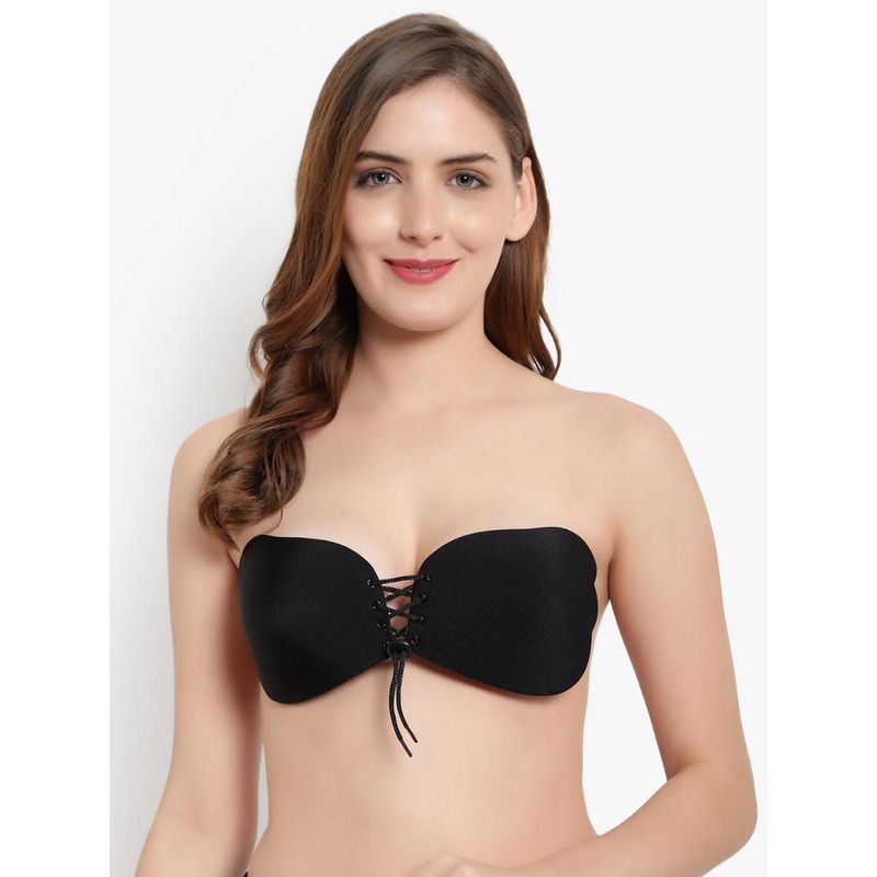 BRACHY Solid Padded Non-Wired Strapless Self Adhesive Push Up Bra (34D)