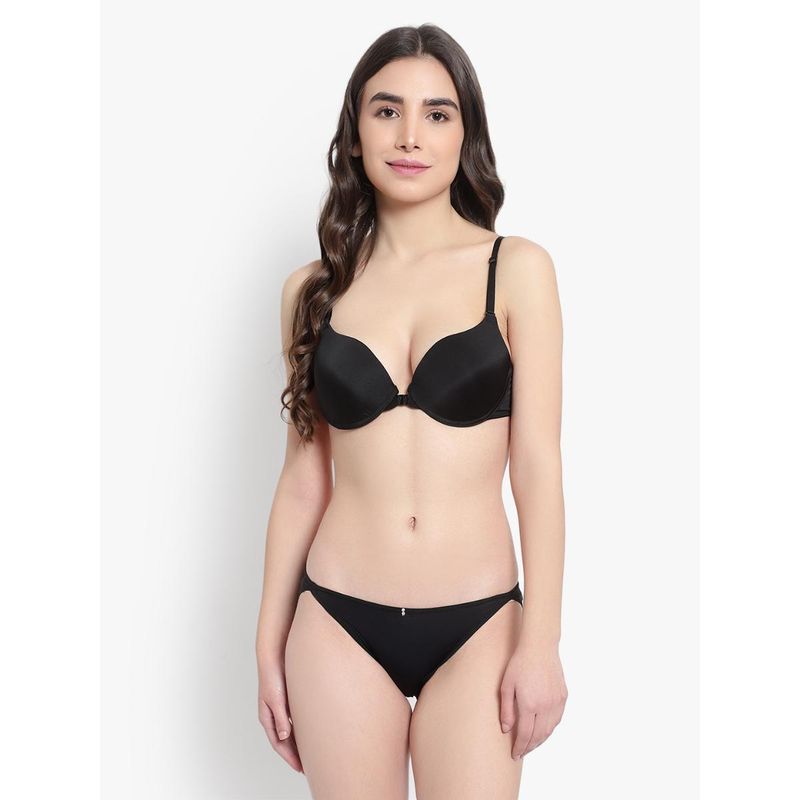 BRACHY Women Blue Solid Push-Up Bra with Panty (Set of 2) (32B)