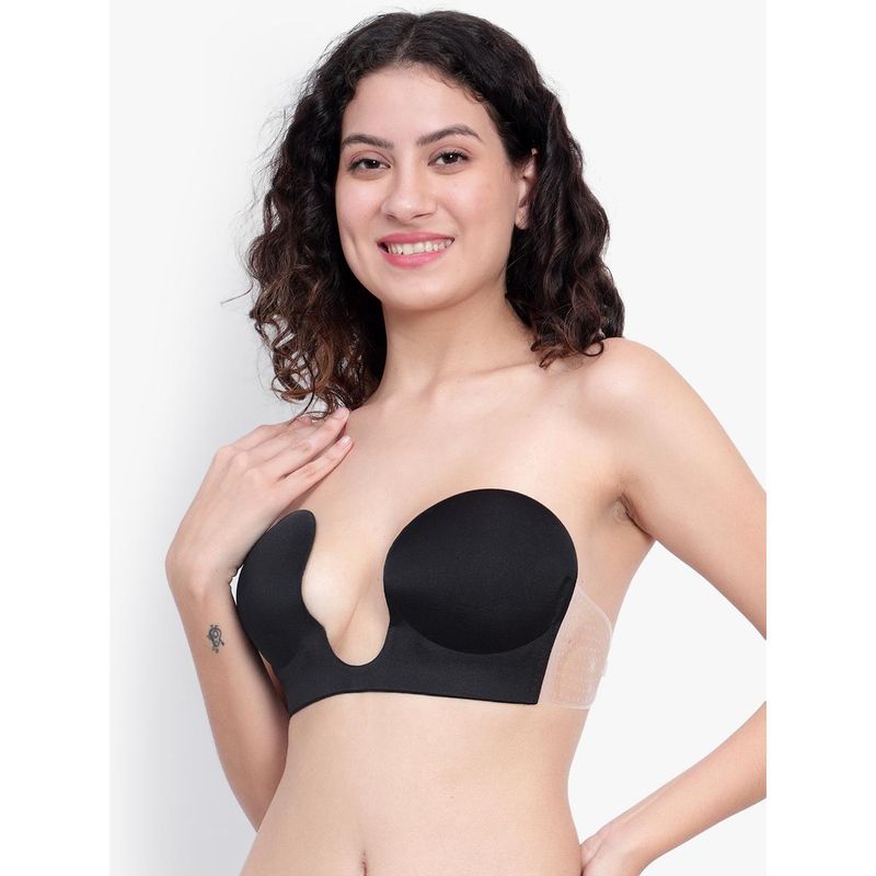 BRACHY Adhesive Bra Push Up Deep U-Shaped Plunge Sticky Silicone Backless Breast Lifting Bra (32C)