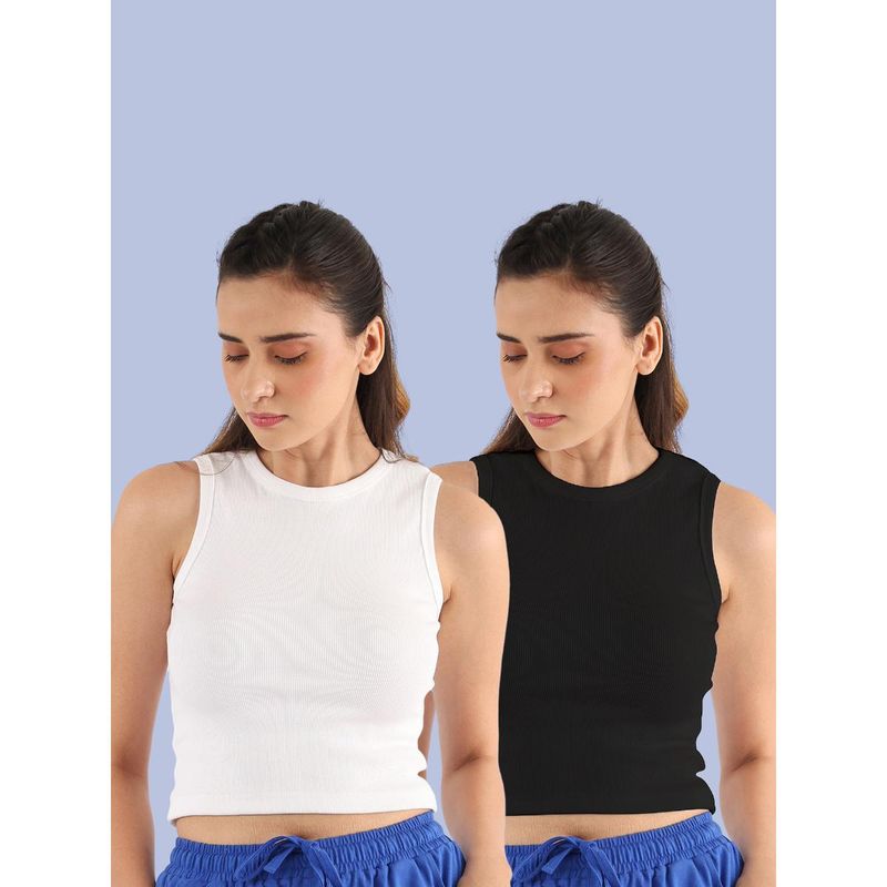Nite Flite Women Ribbed Crop Top (Pack of 2) (L)