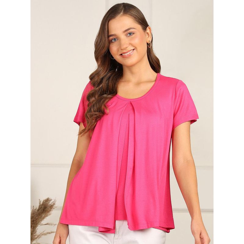 Zelena Women Half Sleeves Viscose Maternity Zipless Nursing Top (M)