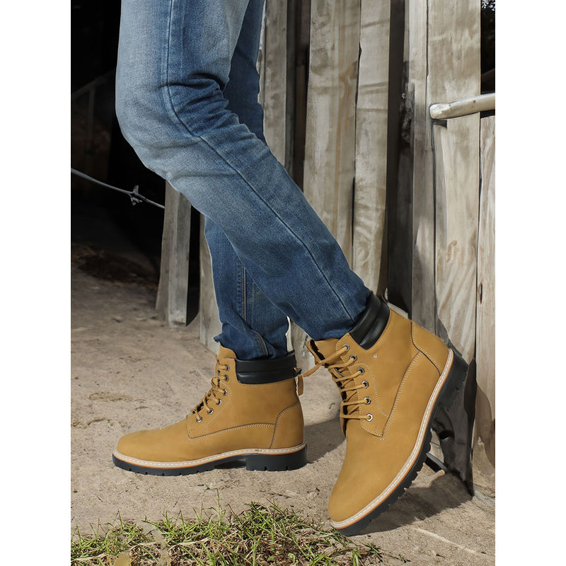 Carlton London Stylish Mustard Color Casual Wear Lace Ups Boots (EURO 40)
