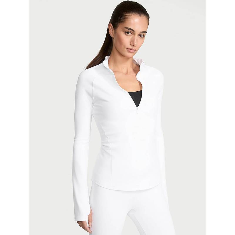 Victoria's Secret Vsx Vsx Incredible Coverage Half-Zip Jacket White (XS)