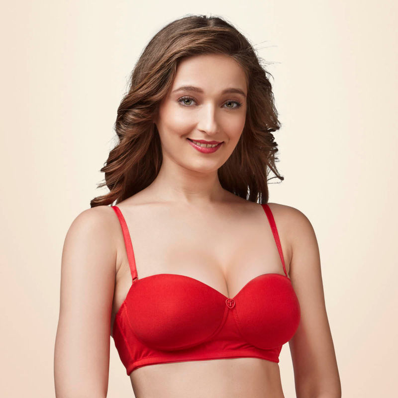 Trylo Nina Women Detachable Strap Non Wired Padded Bra - Red (36B)