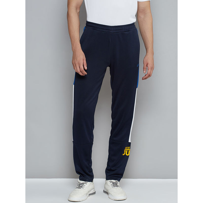 Alcis Men Navy Blue Typography Print Slim Fit Running Track Pants (M)