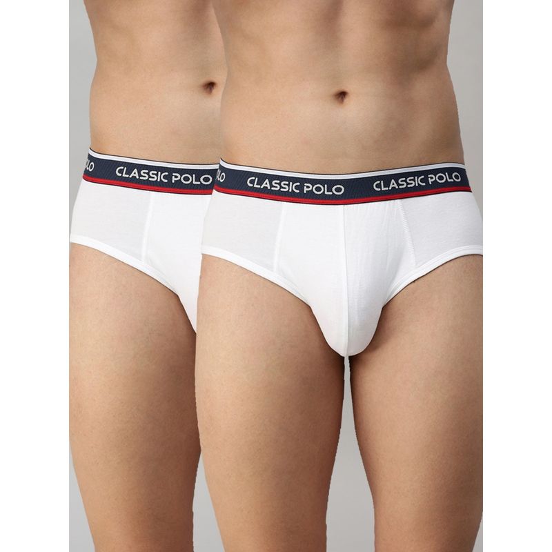 Classic Polo Mens Modal Slim Fit Solid Briefs - White (Pack of 2) (S)