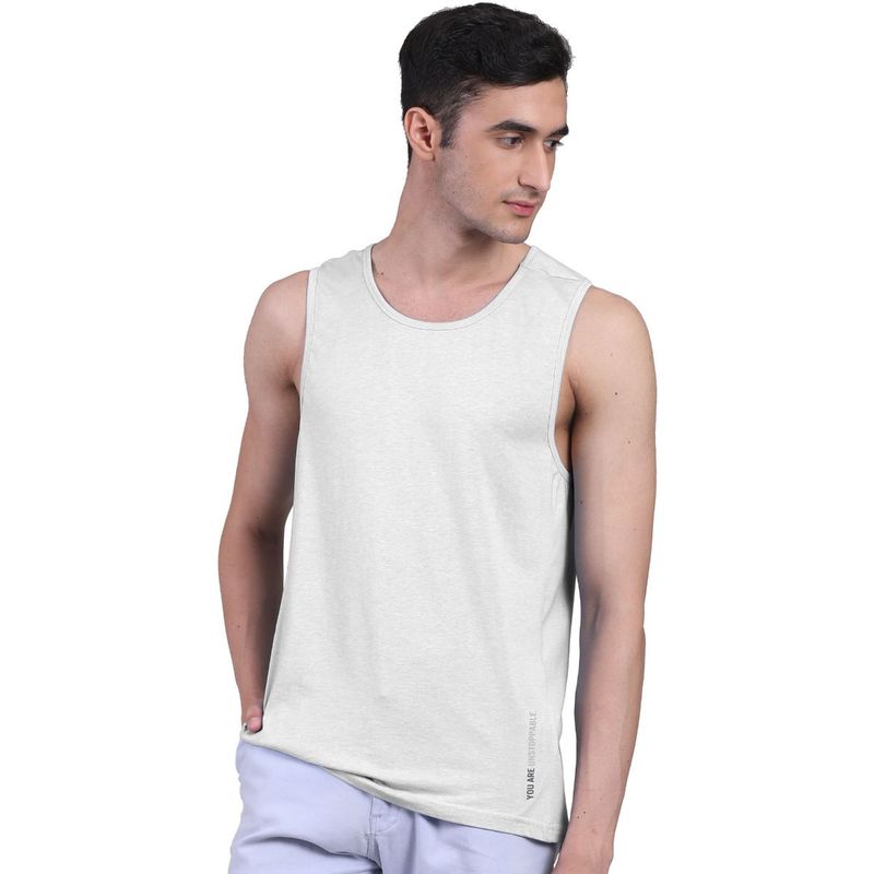 FREECULTR Mens Twin Skin Bamboo Cotton Anti Microbial Active Vest White (XL)