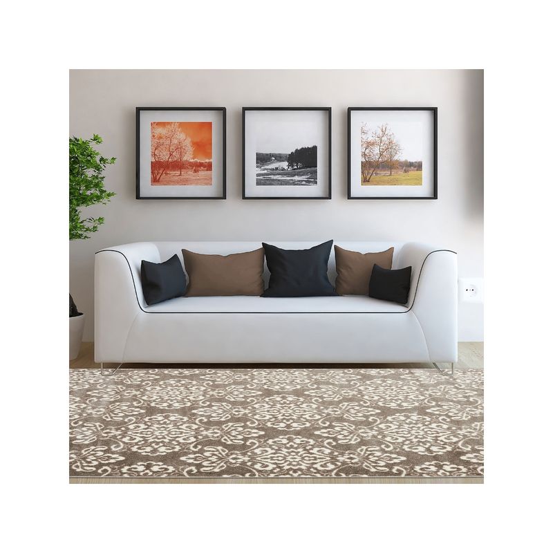 OBSESSIONS Anti-Static Ethnic Motif Carpet, Cream (4 x 6 Feet)
