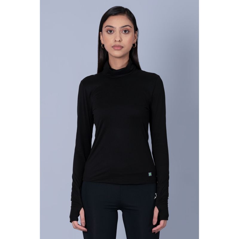 Muvazo Women Black Classic Everlove High Neck T-Shirt (S)