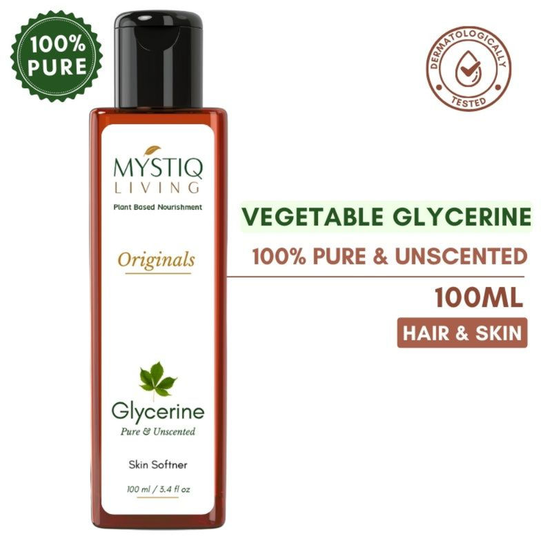 Mystiq Living Glycerine Pure And Unscented , 100% Organic For Face, Hair & Skin Care