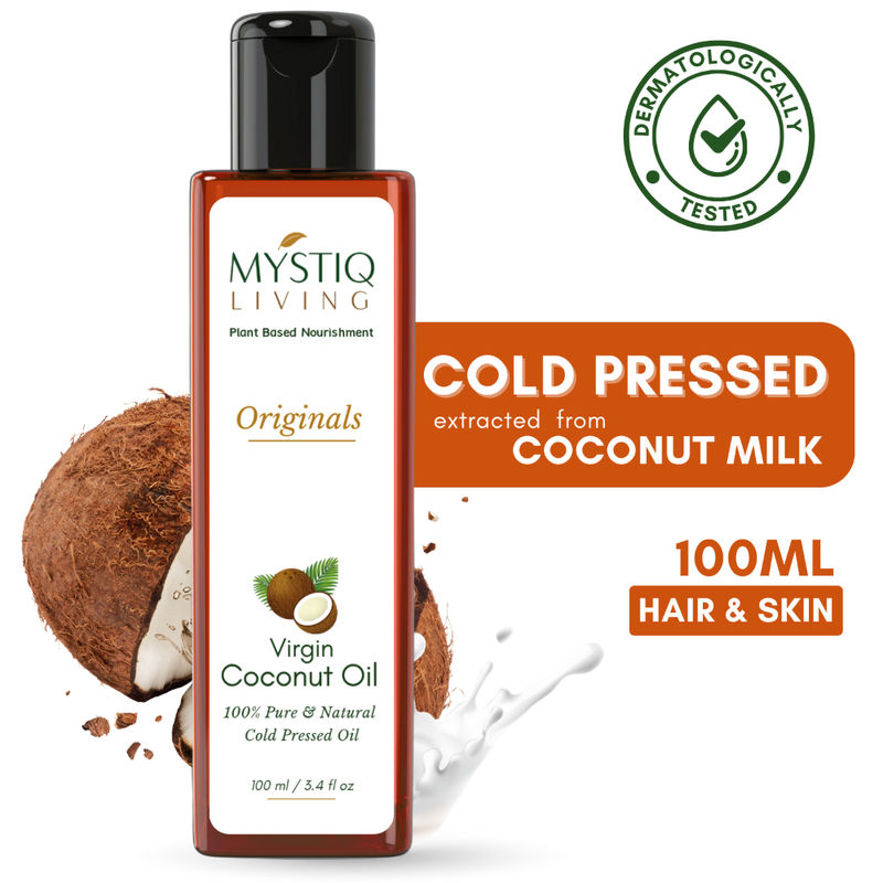 Mystiq Living Virgin Coconut Oil 100% Pure Cold Pressed For Hair, Face, Skin, Body & Baby Massage