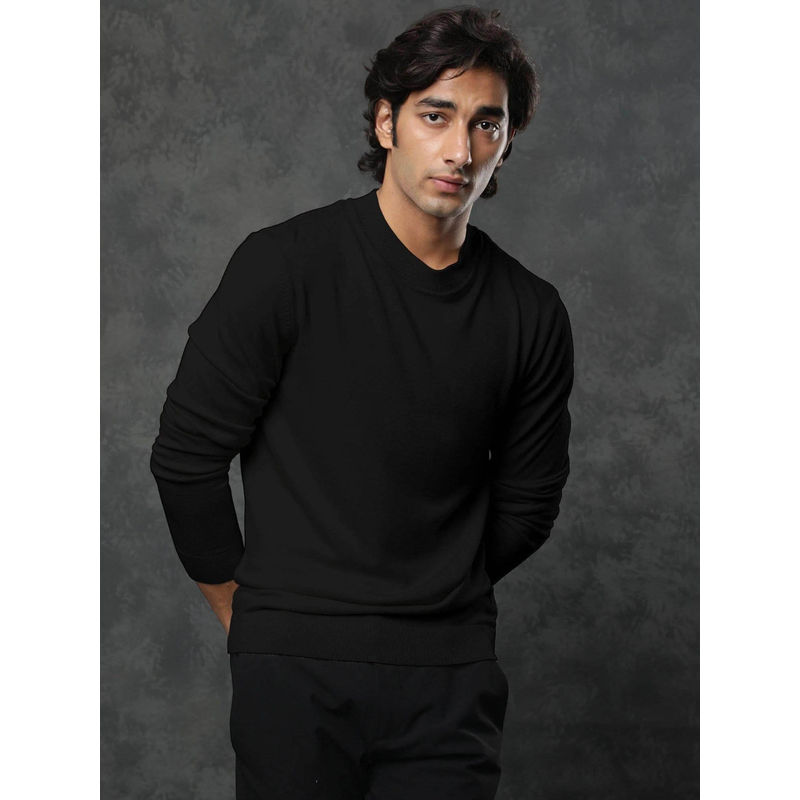 Rare Rabbit Men's Alfo Black Slim Fit Sweater (XL)