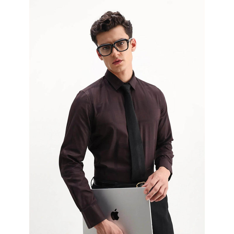 Rare Rabbit Men's Boxlet 25 Coffee Regular Fit Checked Shirt (S)