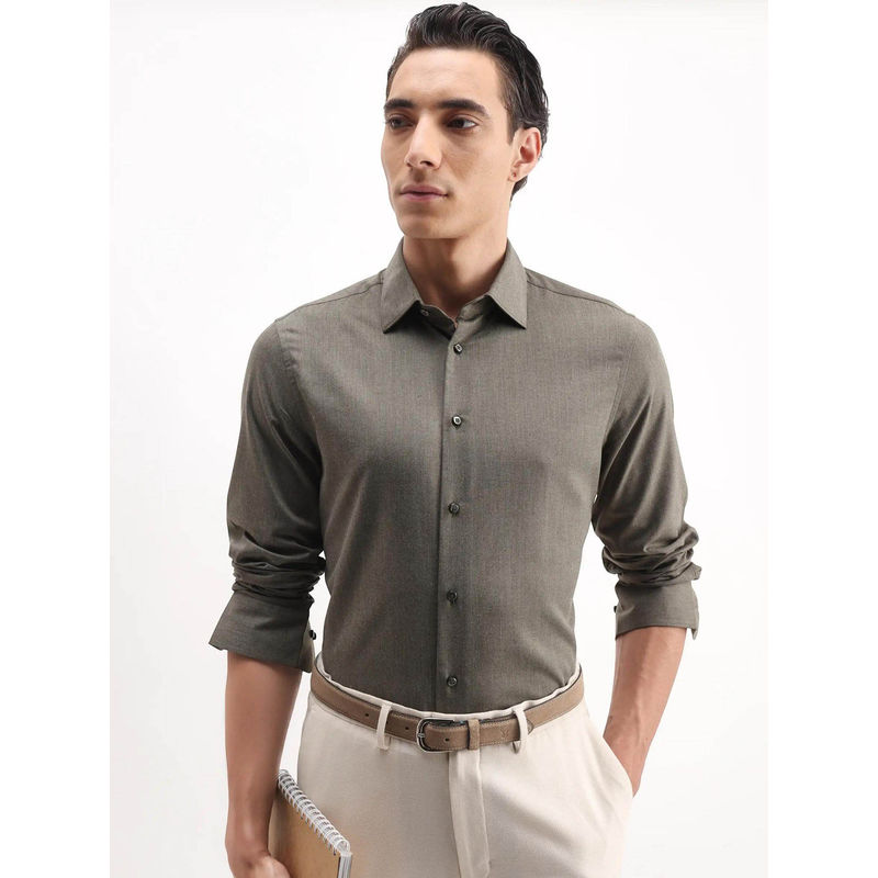 Rare Rabbit Men's Gunjo 25 Dusky Grey Polyester Blend Fabric Regular Fit Plain Shirt (M)