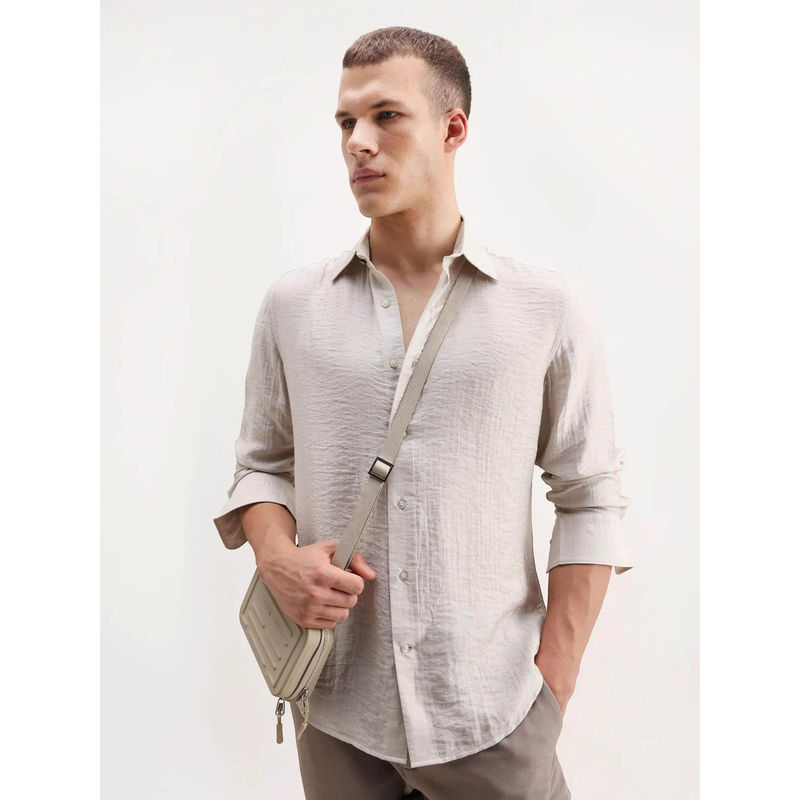 Rare Rabbit Men's Vobrin Dusky Beige Regular Fit Shirt (M)