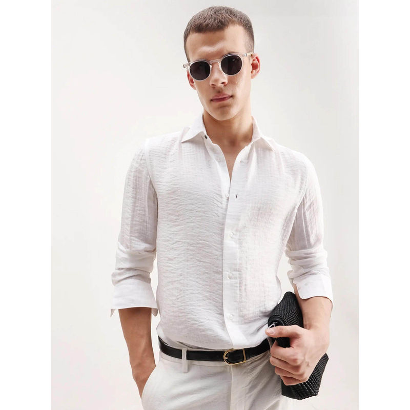 Rare Rabbit Men's Vobrin White Regular Fit Shirt (M)