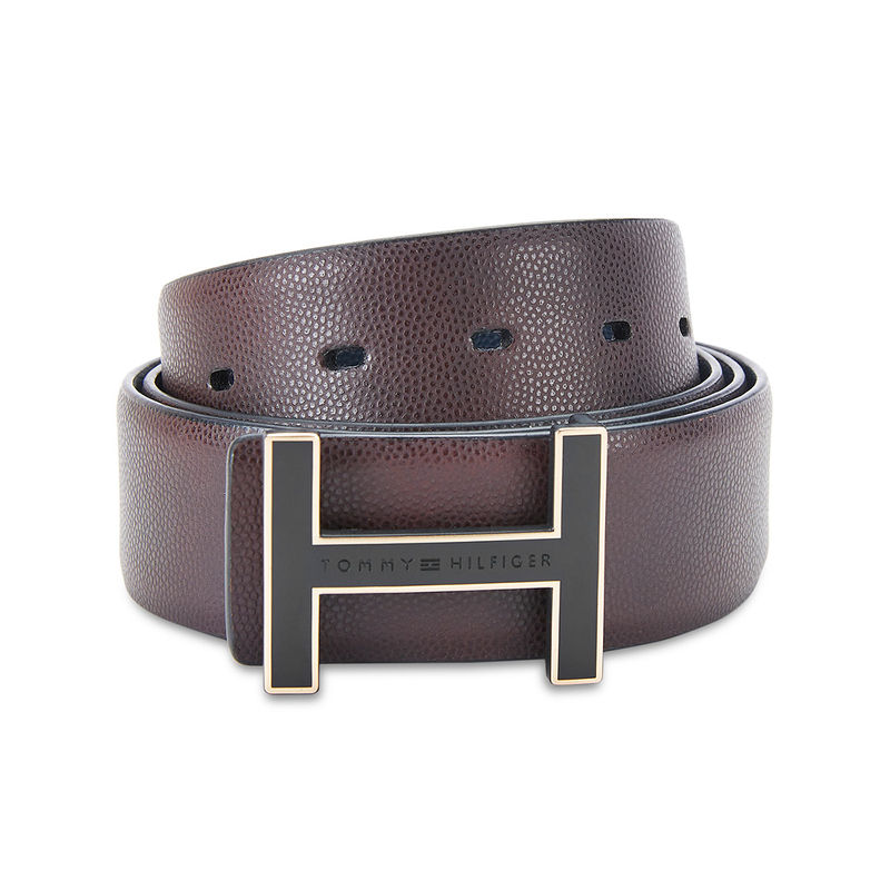 Tommy Hilfiger Randers Men Leather Reversible Belt - Brown & Navy Blue (L)