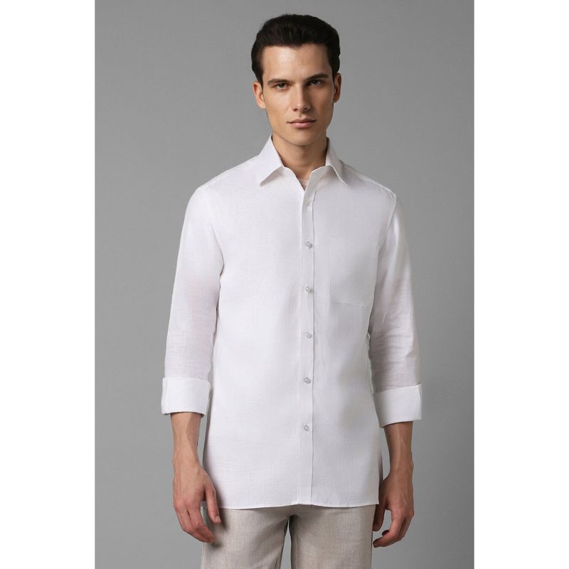 Louis Philippe Men White Regular Fit Solid Collar Neck Formal Shirt (44)