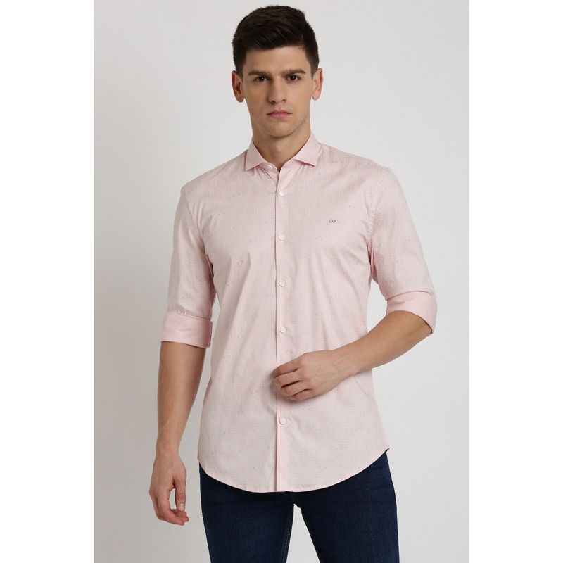 Peter England Men Pink Super Slim Fit Printed Collar Neck Casual Shirt (39)