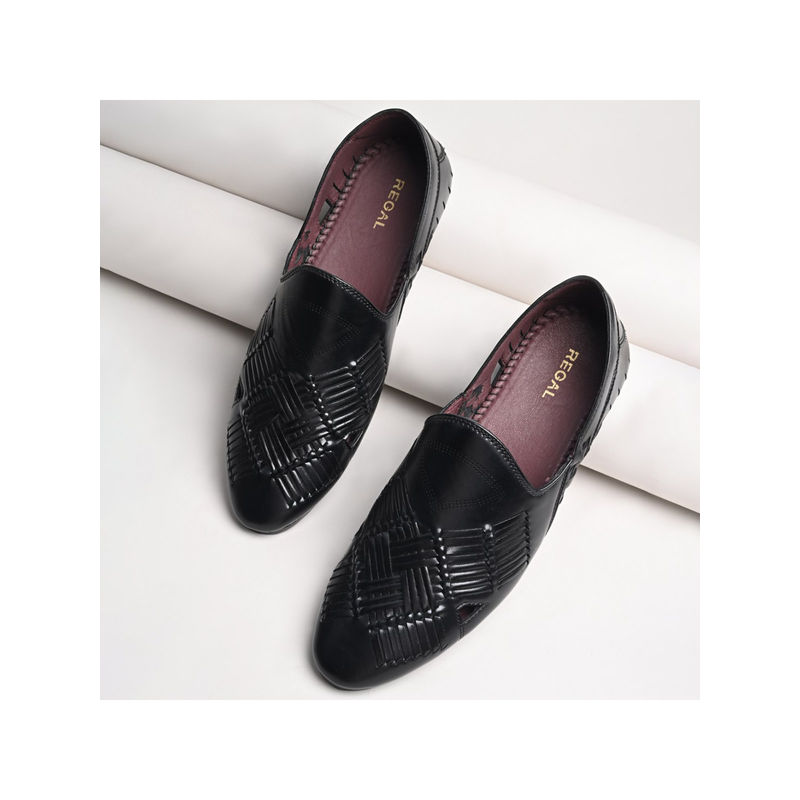 REGAL Black Men Ethnic Woven Juttis (UK 9)