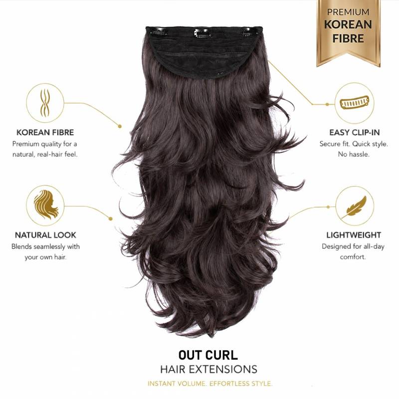 Stasia Street Clip- in 18" Out Curls Hair Extension - Dark Brown