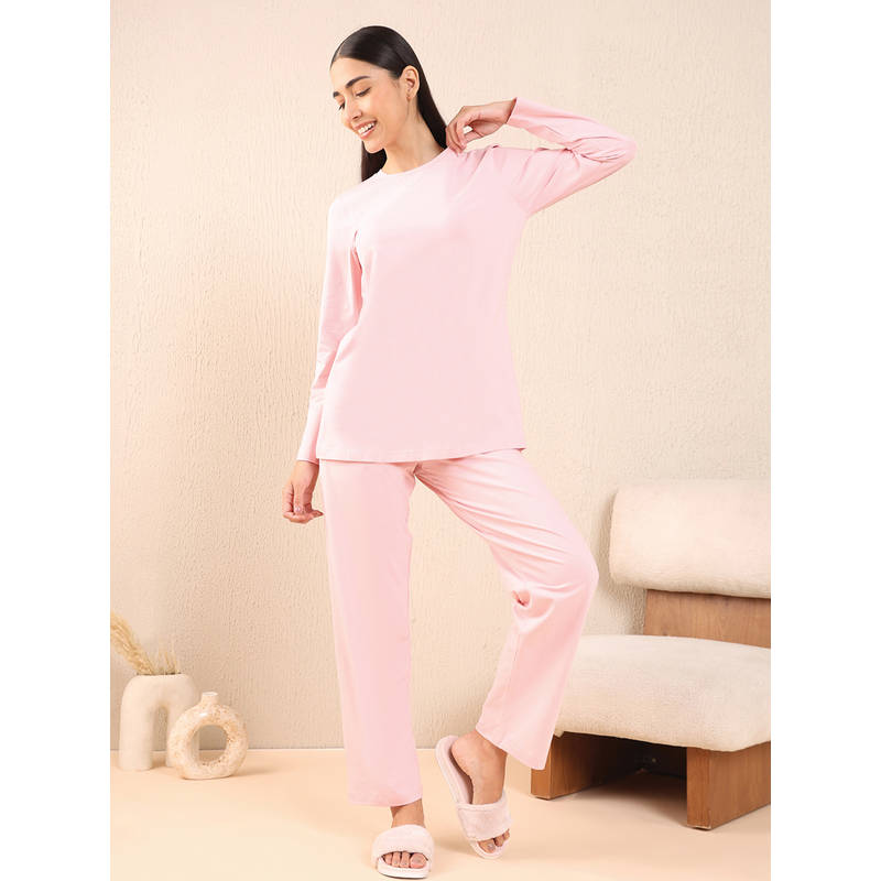 Sweet Dreams Women Pink Solid T-shirt & Pyjama (2XL)