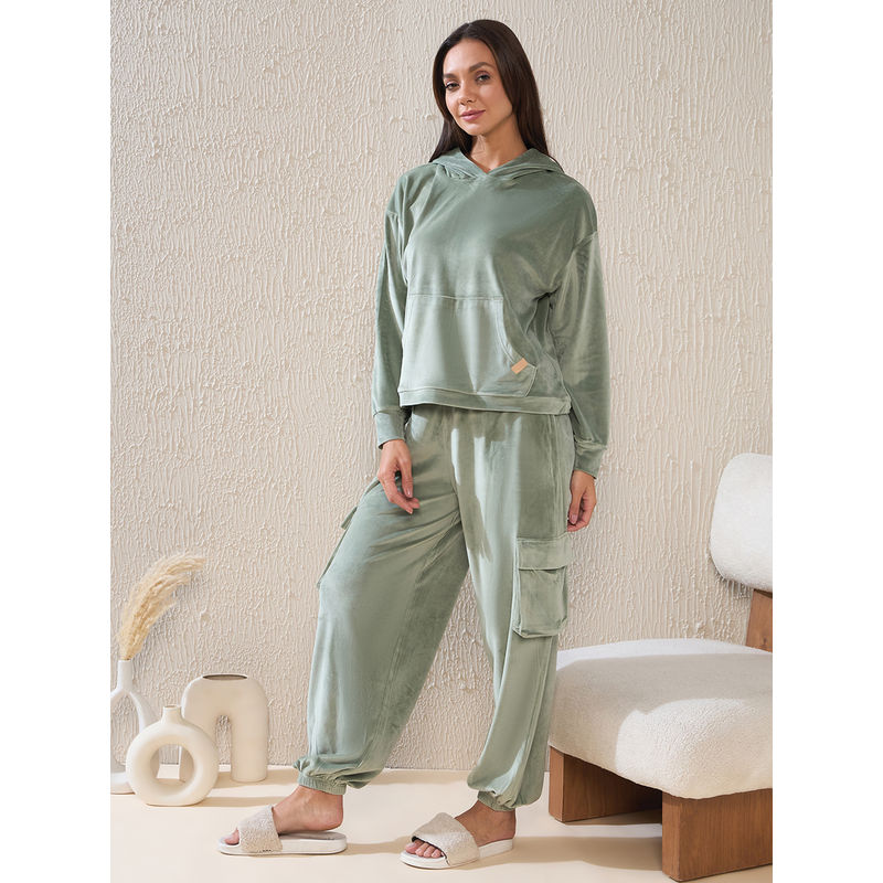 Sweet Dreams Women Grey Solid Full Length Beige Hoodie & Pyjama (2XL)