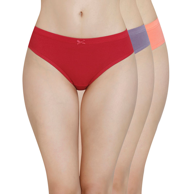 Amante Inner Elastic Solid Mid Rise Bikini Panty (Pack of 3) - Multi-Color (S)