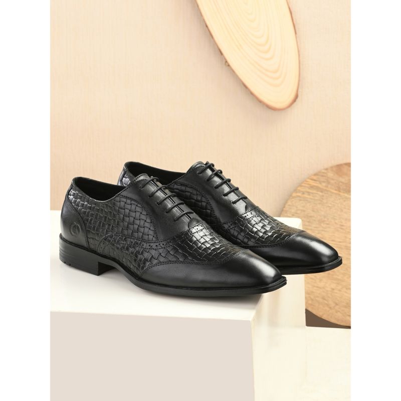 Alberto Torresi Textured Black Formal Laceup Shoes For Men (EURO 43)